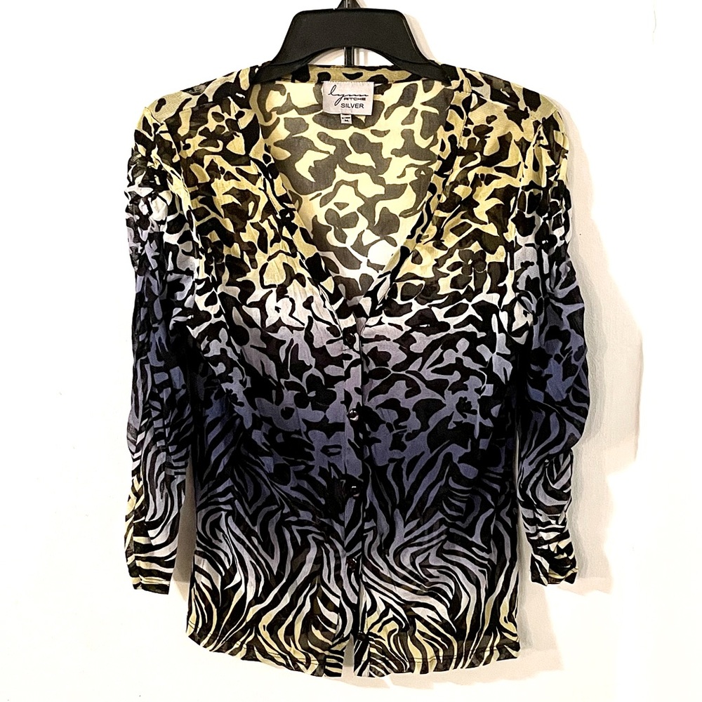 Lynn Ritchie Silver Semi-See Through Ombre Blouse